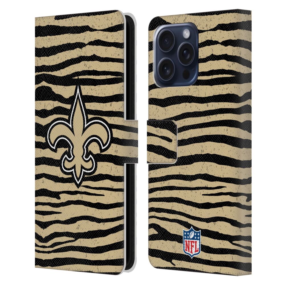 NEW ORLEANS SAINTS(NFL) ニューオーリンズセインツ ニューオーリンズセインツ - Zebra Animal Print レザー手帳型 / Apple iPhoneケース 【公式 / オフィシャル】